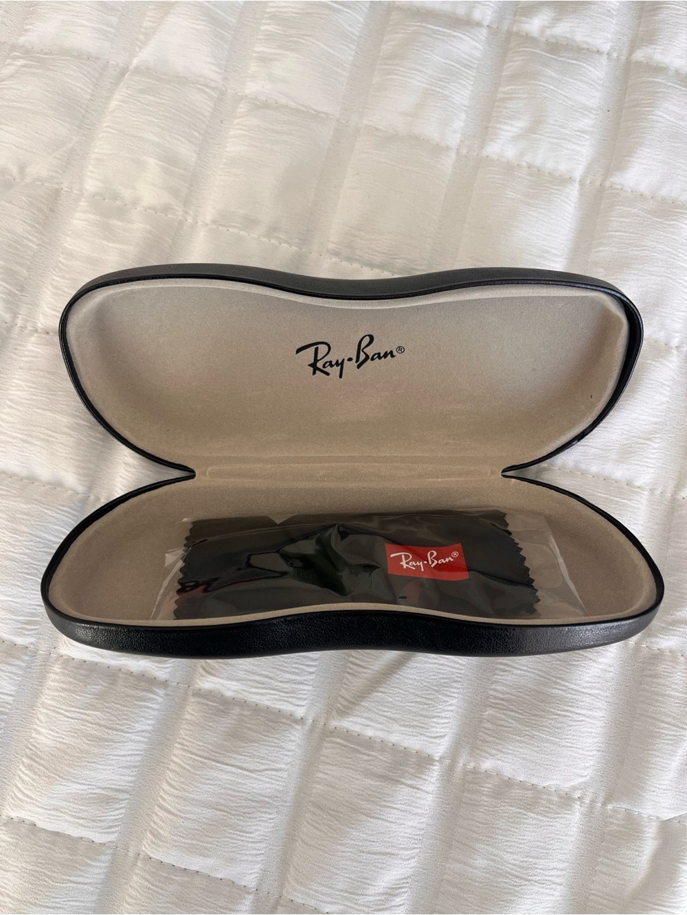 Ray-Ban Black Eyewear Case with Beige Interior